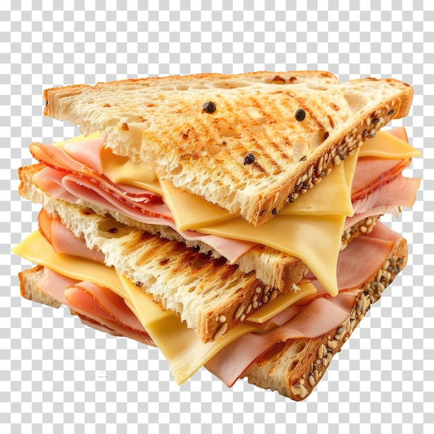 PSD sliced cheese ham sandwich transparent background