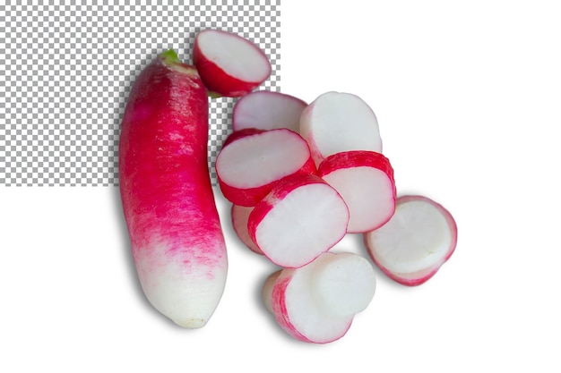 Sliced fresh radish isolated on transparent background