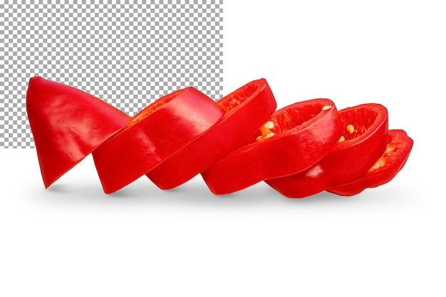 PSD sliced fresh red pepper isolated on transparent background