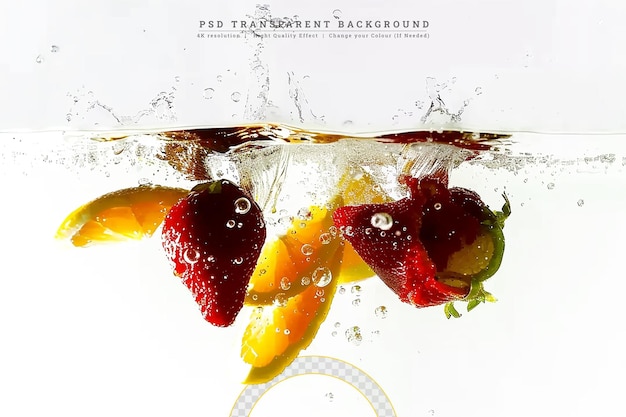 PSD sliced fruits in water splash are a refreshing and colorful addition to any dish or beverage