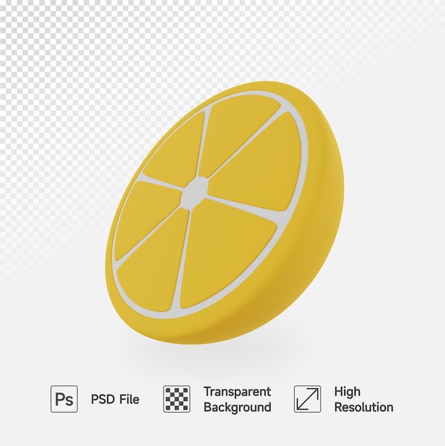 PSD sliced lemon 3d illustration