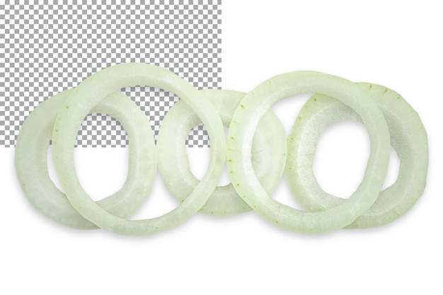 Sliced onion rings isolated on transparent background