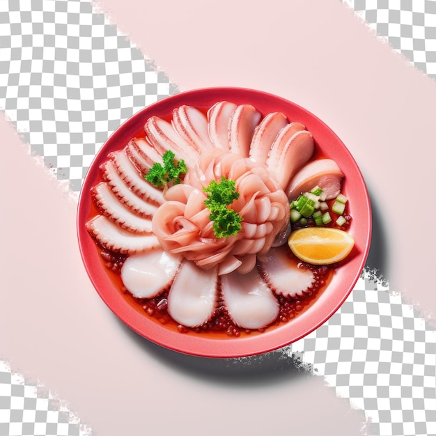 PSD sliced radish accompanies squid sashimi