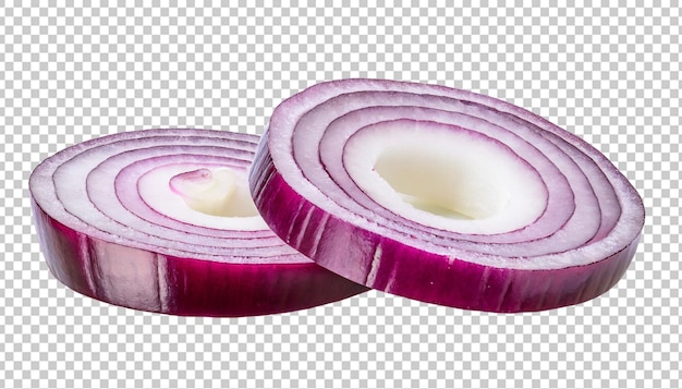 PSD sliced red onion rings isolated on transparent background