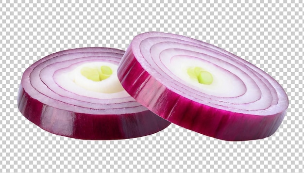 PSD sliced red onion rings isolated on transparent background