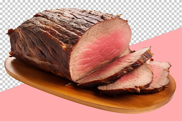 PSD sliced roast beef. isolated object, transparent background