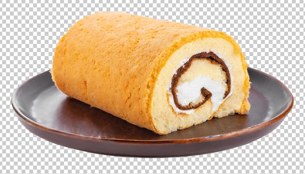 PSD sliced swiss roll cake isolated on transparent background top view