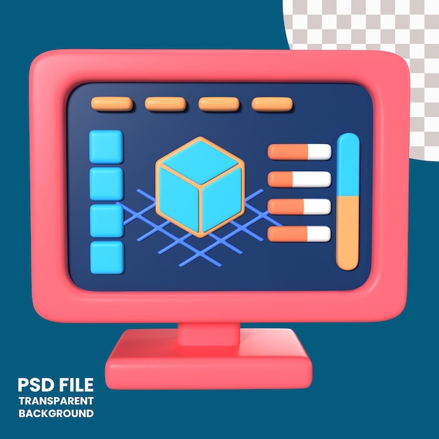 PSD slicer 3d printer 3d illustratie icoon