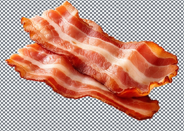 Slices of bacon isolated on transparent background