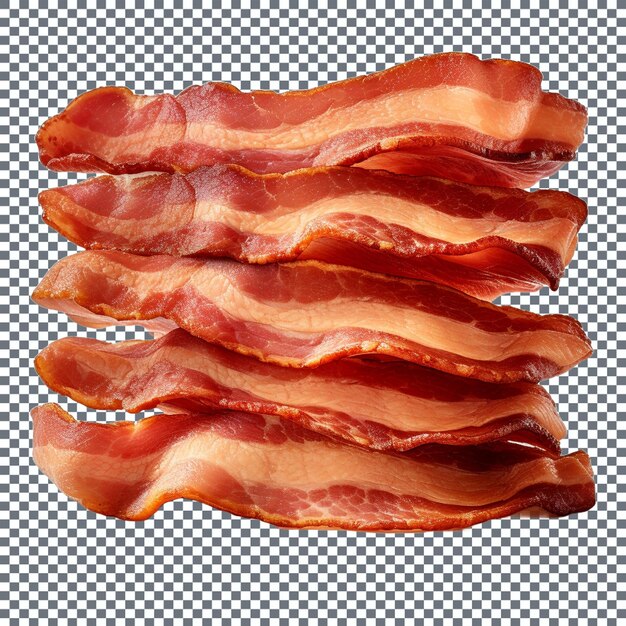 Slices of bacon isolated on transparent background