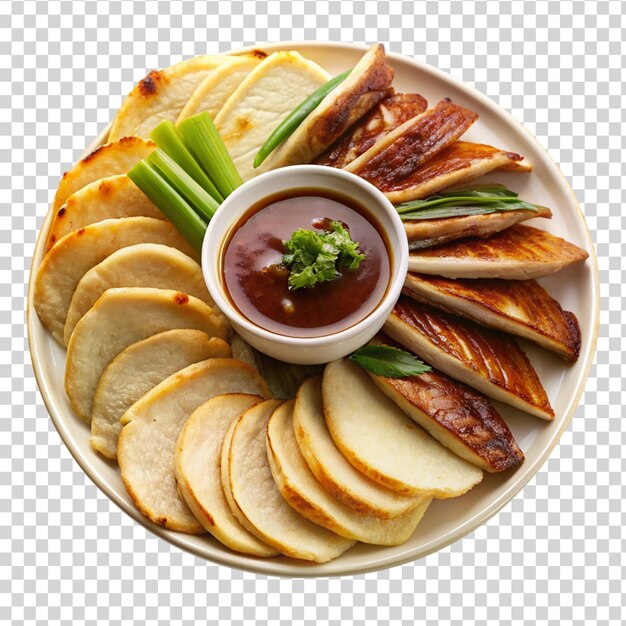 Slices of boiled beef tongue isolated on transparent background