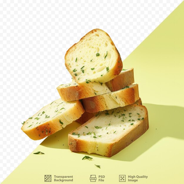 PSD slices of bread flavored with garlic and herbs