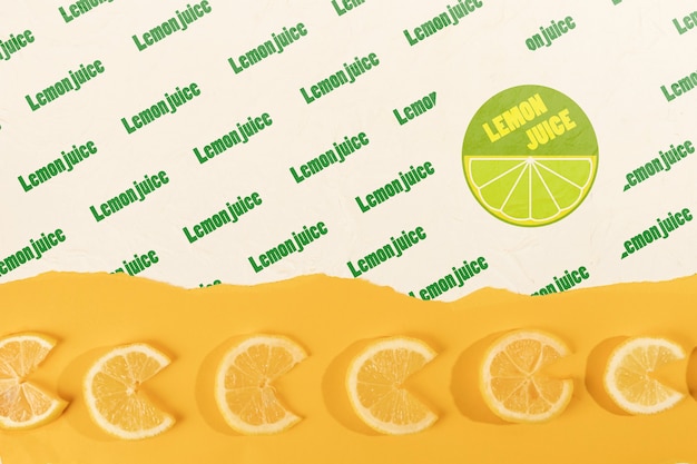 Slices of lemon lined up with mock-up