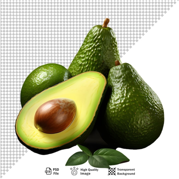 PSD Кусочки авокадо на прозрачном фоне