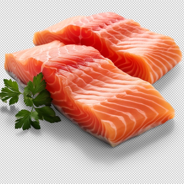 Slices zalm op een doorzichtige achtergrond