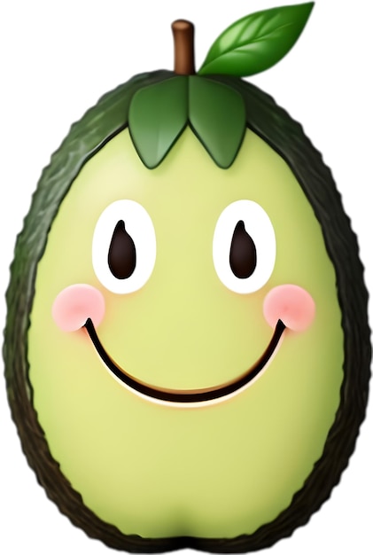 PSD Śliczna ikona awokado z kreskówki kawaii avocado clipart