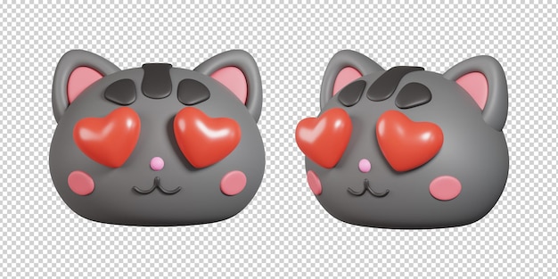 Śliczne Emotikony Zakochany Kot Na Białym Tle Kot Emoji Koncepcja 3d Renderowania Ilustracja