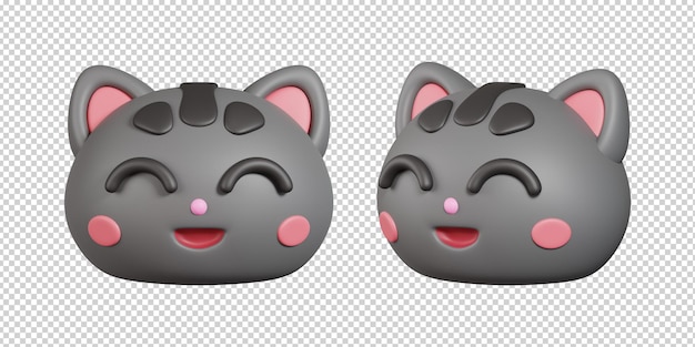 Śliczne Emotikony Zakochany Kot Na Białym Tle Kot Emoji Koncepcja 3d Renderowania Ilustracja