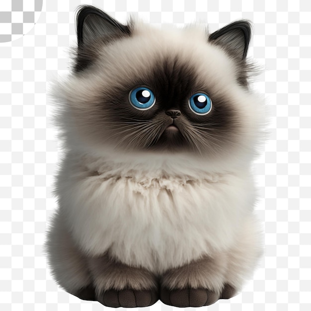 PSD Śliczny kot himalajski niebieskie oczy png tło