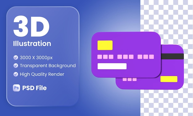 Śliczny projekt ilustracji karty kredytowej 3d