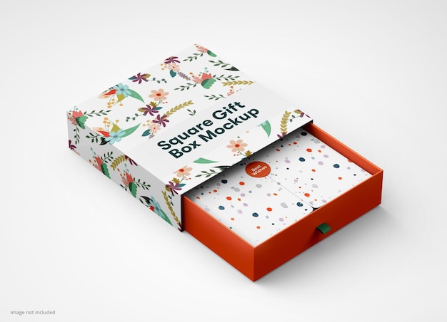 PSD slide box mockup geïsoleerde geschenkdoos