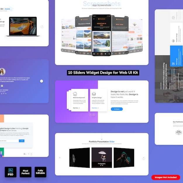 Sliders Widgets Design for Web UI Kit