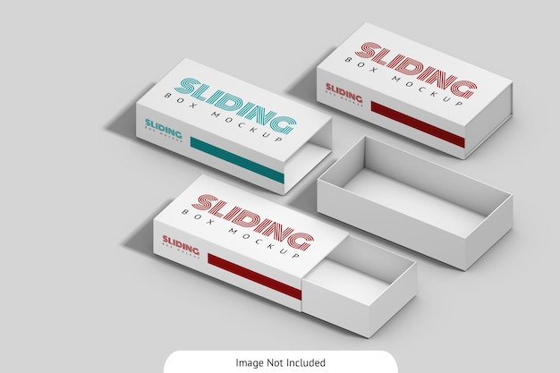 Sliding box mockup design isolated