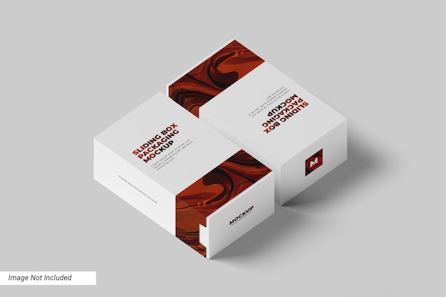 PSD sliding box packaging mockup perspective view