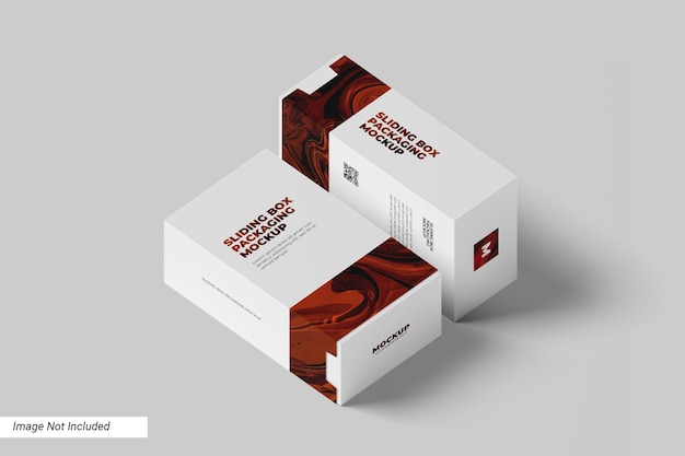 PSD sliding box packaging mockup perspective view