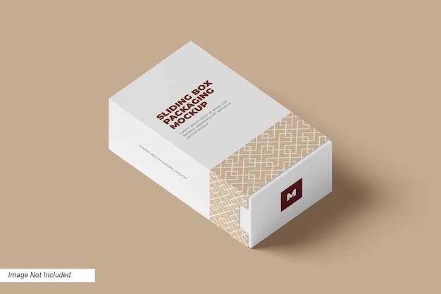 PSD sliding box packaging mockup perspective view