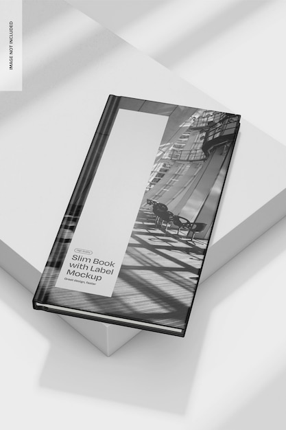 Slim Book with Paper Label Mockup