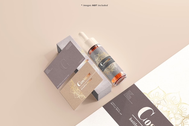 PSD slim dropper bottle mockup scene