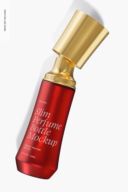 Bottiglia di profumo sottile con mockup spray, caduta