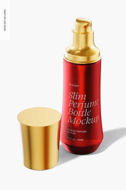 PSD slim perfume bottle with spray mockup, opened