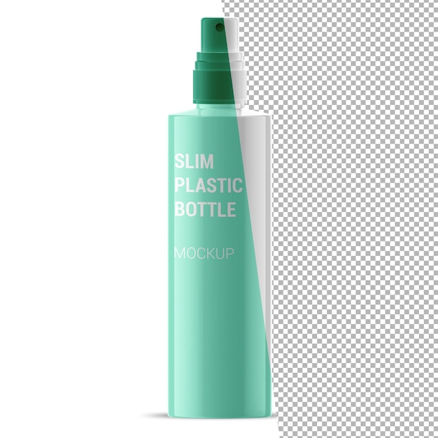 Slim Plastic Bottle Cosmetic with Mist Spray Mockup