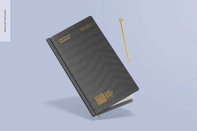 PSD mockup per notebook tascabile sottile