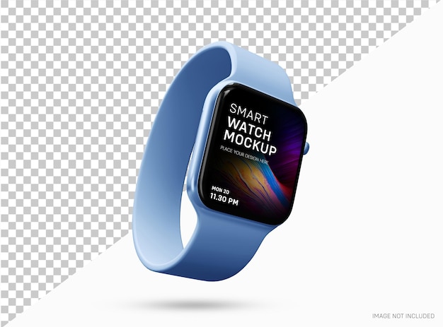 Slimme horloge-mockup. nieuw smartwatch-scherm met blauwe polsband. slimme digitale fitnessklok