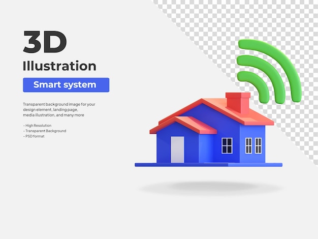 PSD slimme huissysteem internet van ding 3d pictogramillustratie