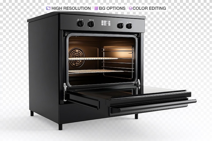 PSD slimme moderne oven geïsoleerd op een schone witte achtergrond voor reclame