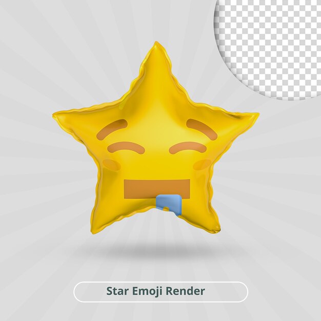 Śliniający Się Emoji Gwiazda Renderowania 3d