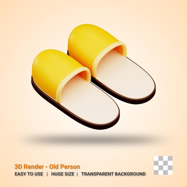 PSD slippers 3d icon illustration with transparent background