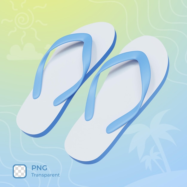 PSD 슬리퍼 3d 그림 렌더링 아이콘 여름 테마 개체