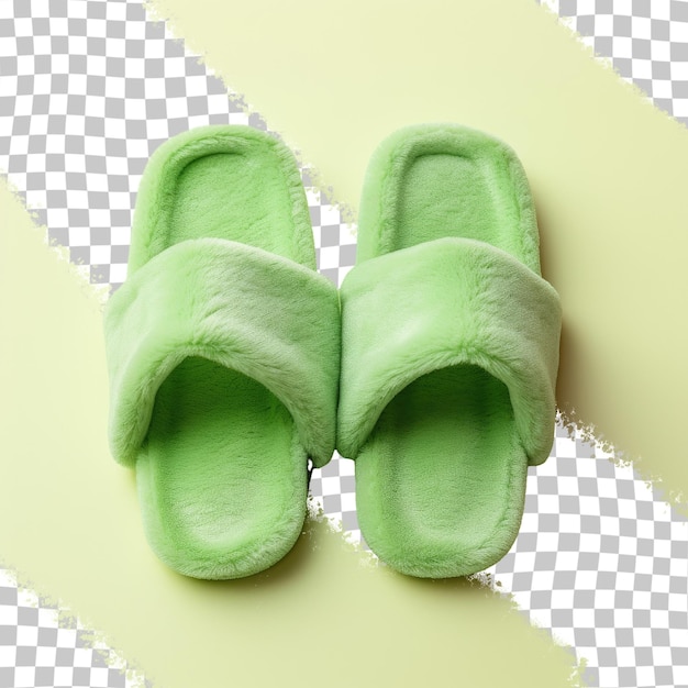 PSD slippers in green set apart on transparent background