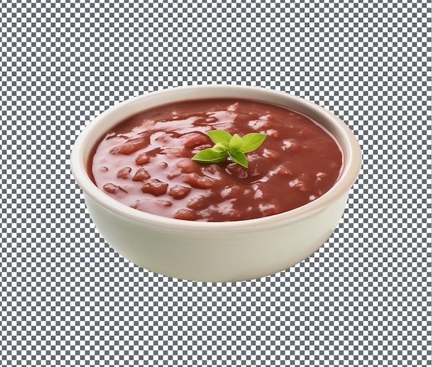 PSD słodka i pyszna zupa z czerwonej fasoli izolowana na przezroczystym tle