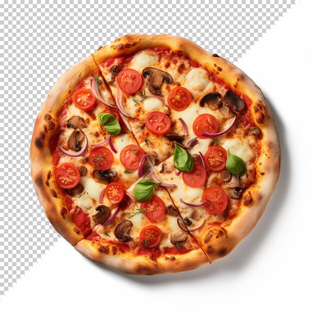 PSD słodka i smaczna klasyczna pizza izolowana na przezroczystym tle