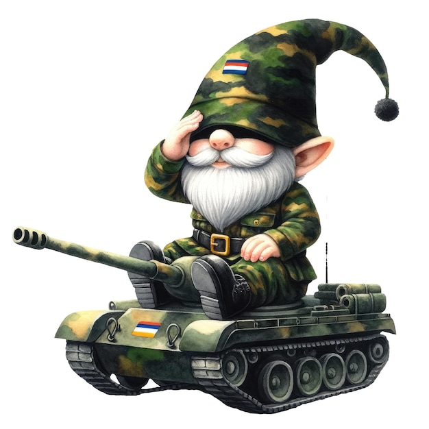 Słodka Ilustracja Camuflażu żołnierza Gnome Army