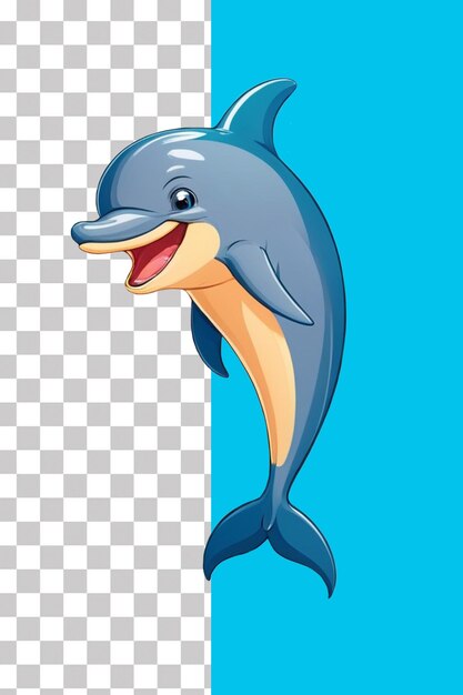 PSD słodka ilustracja delfina z kreskówki
