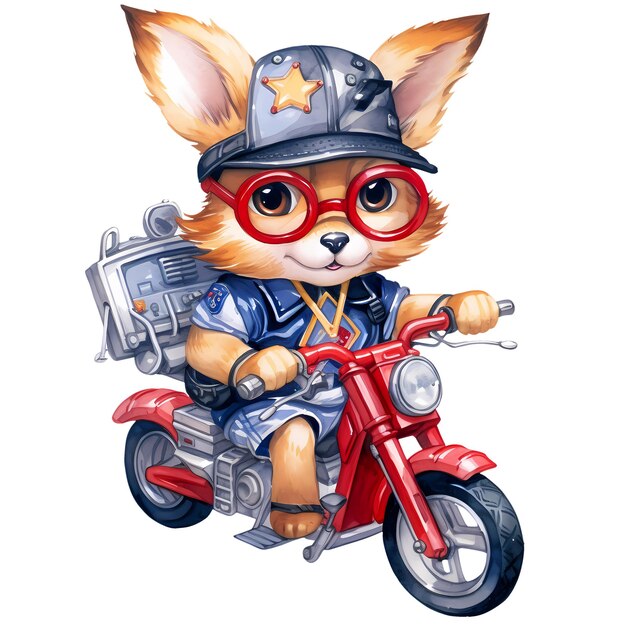 PSD słodka ilustracja fox american motorcycle clipart