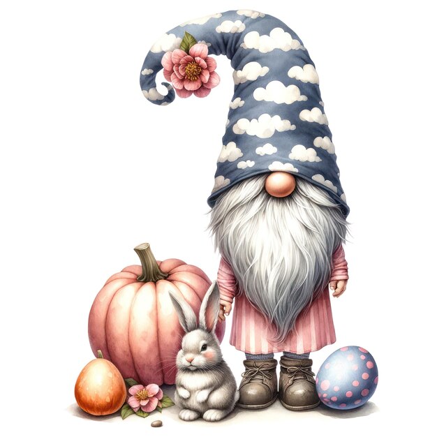 PSD słodka ilustracja gnome easter day clipart