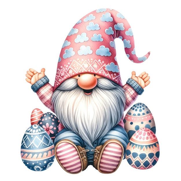 Słodka Ilustracja Gnome Easter Day Clipart